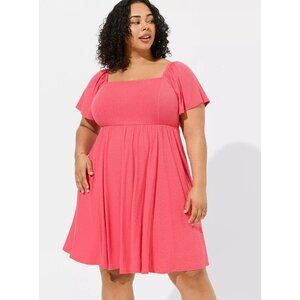 Torrid 3X NWT Rouge Red Dress Textured Knit Flutter Back Tie Dress
